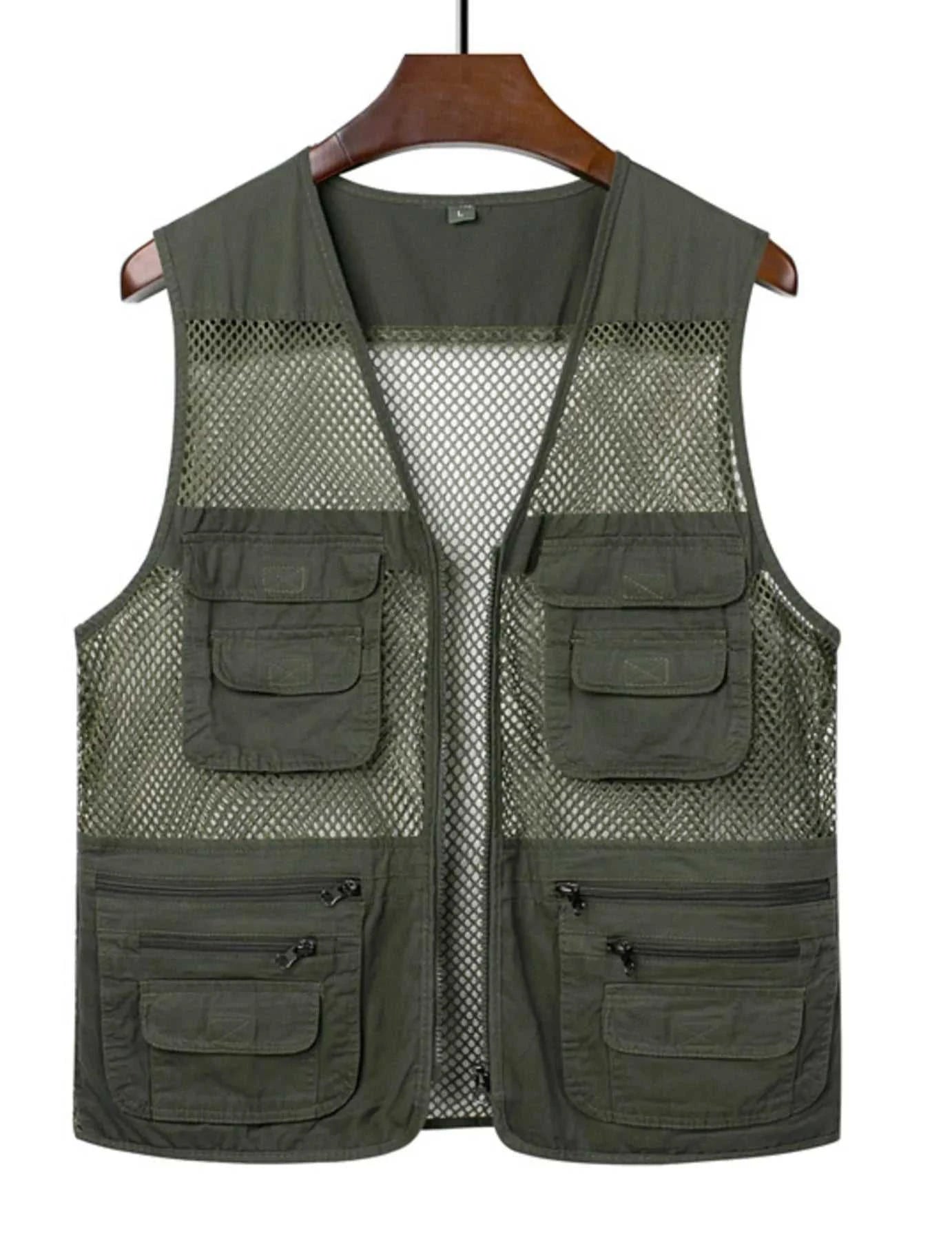Men's Plus Size Zip Up Cargo Vest