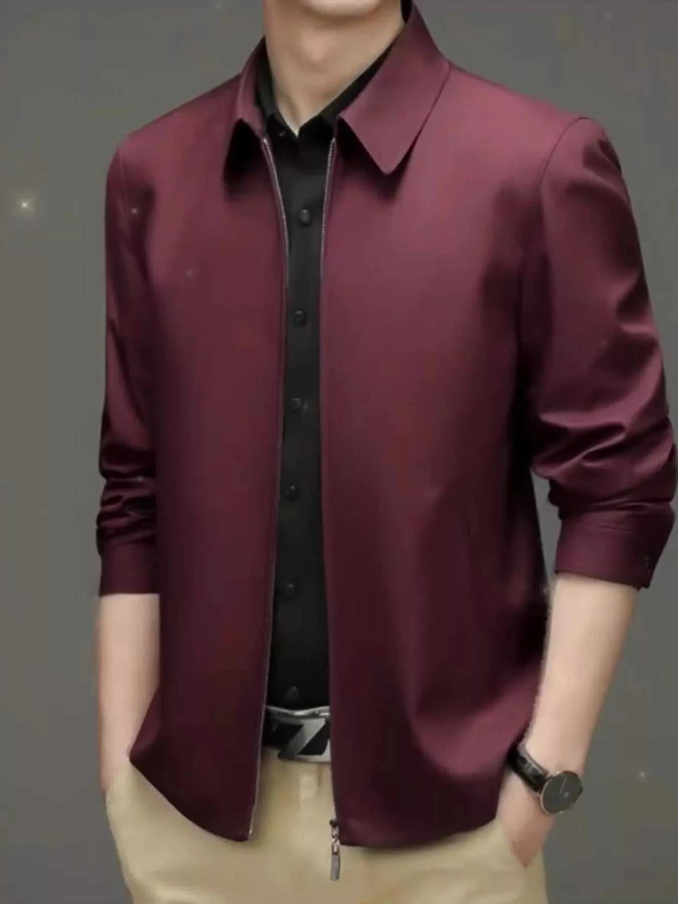 Men's Plus Size Zip Up Long Sleeve Jacket