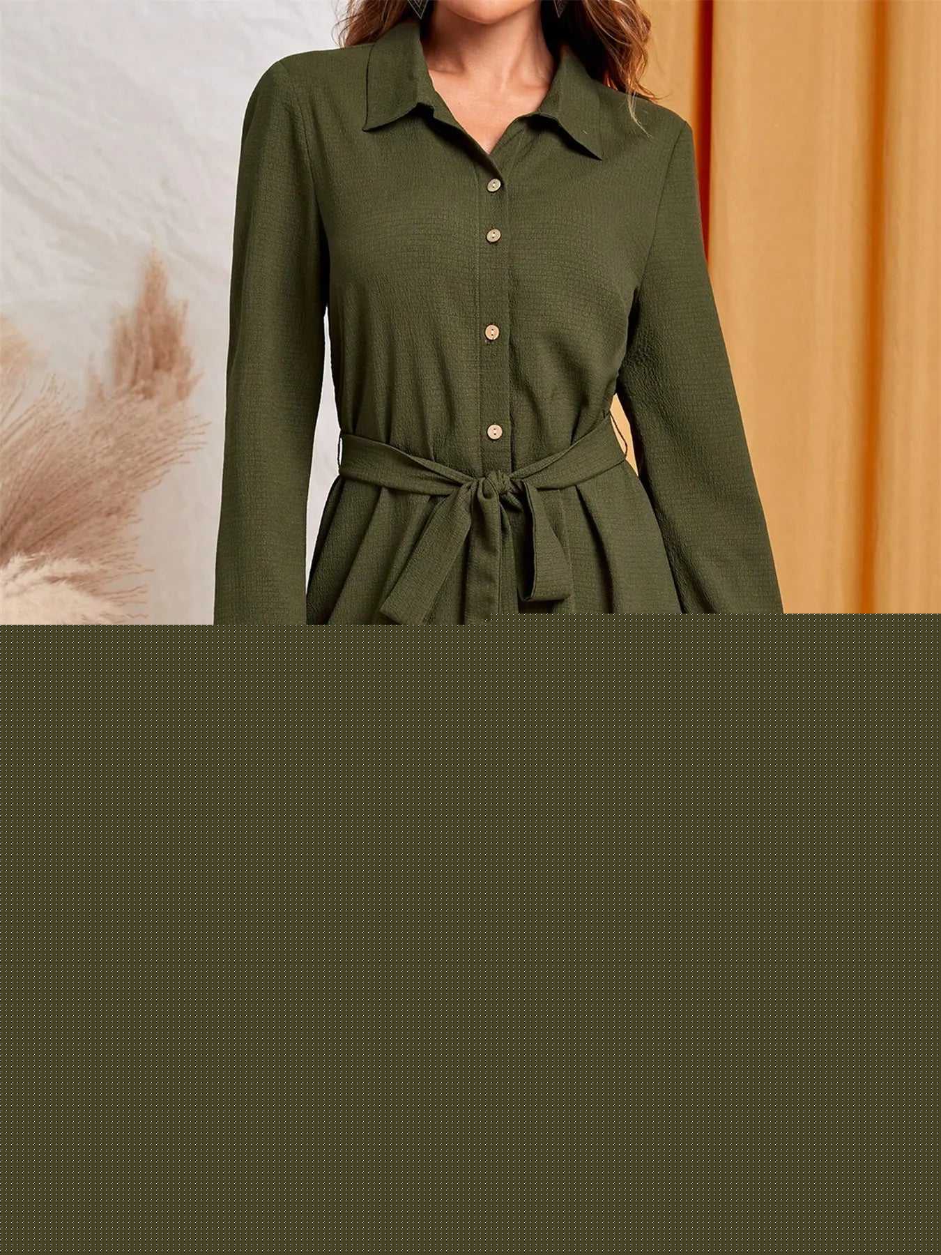 Button-Down Belted Shirt Dress