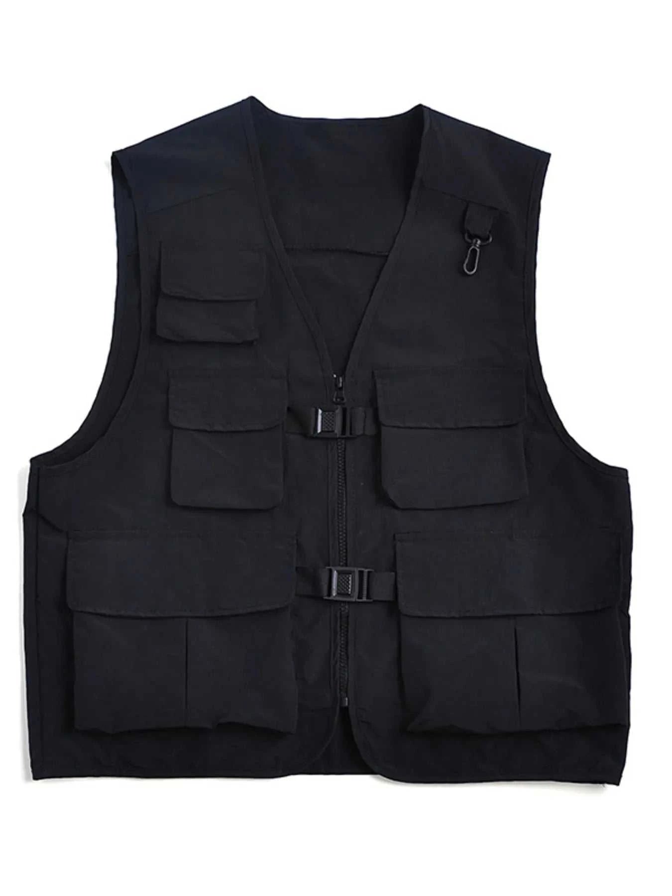 Men's Plus Size Zip Up Multi-Pocket Vest