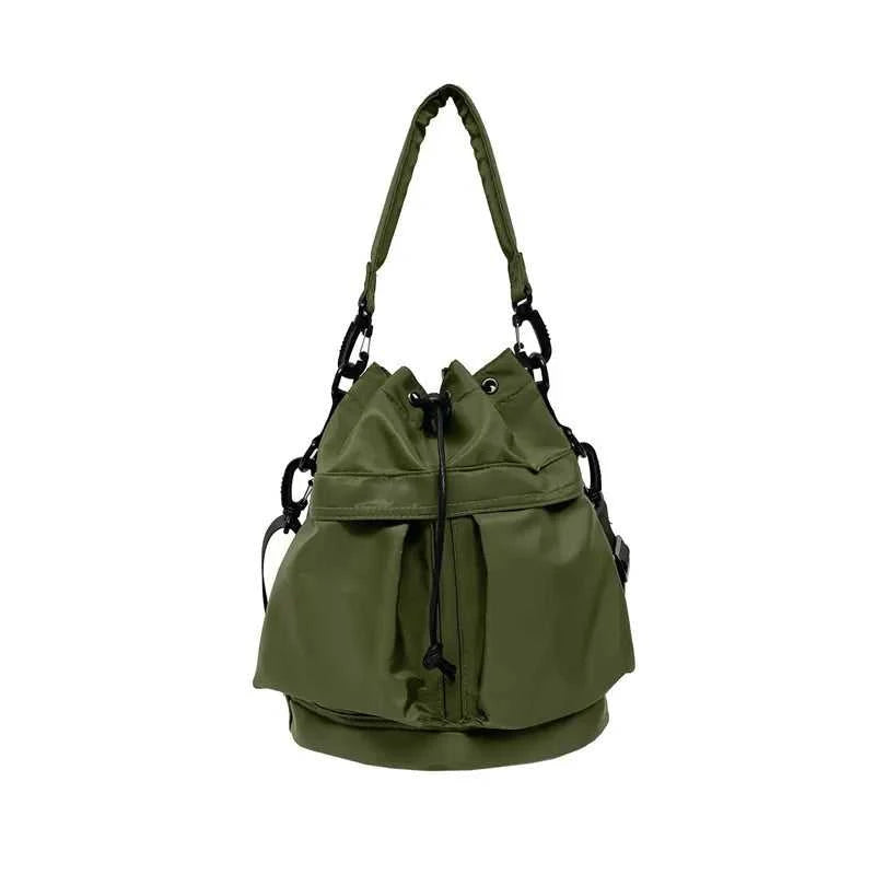 Drawstring Nylon Bucket Bag