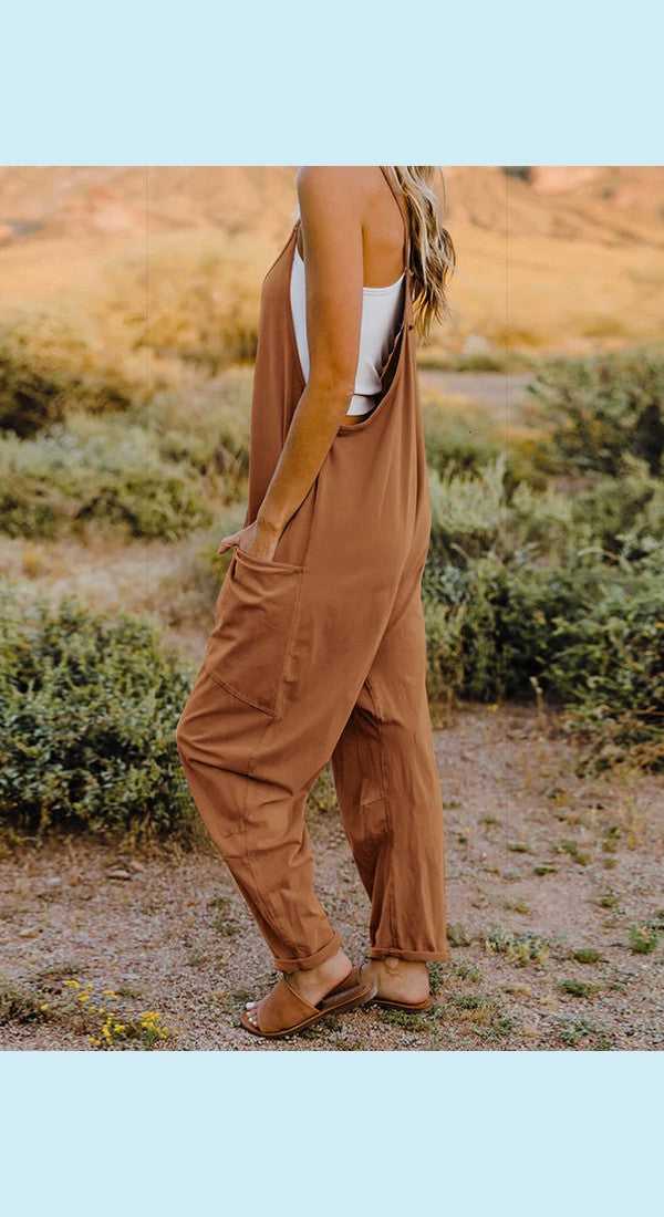 Double Take Full Size Sleeveless V-Neck Pocketed Jumpsuit