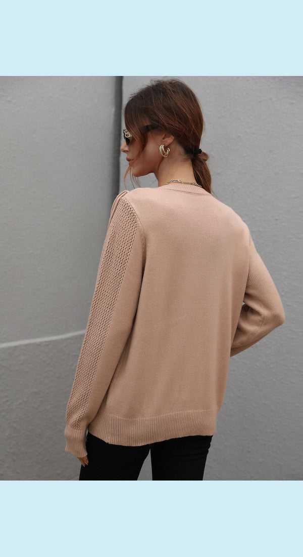 Fringe Detail Ribbed Trim Sweater