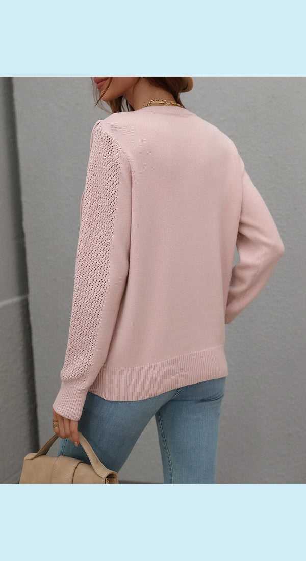 Fringe Detail Ribbed Trim Sweater