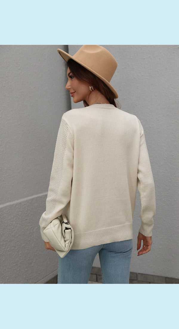 Fringe Detail Ribbed Trim Sweater