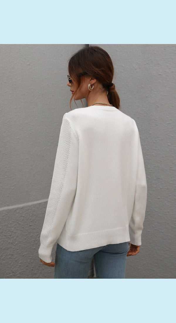 Fringe Detail Ribbed Trim Sweater