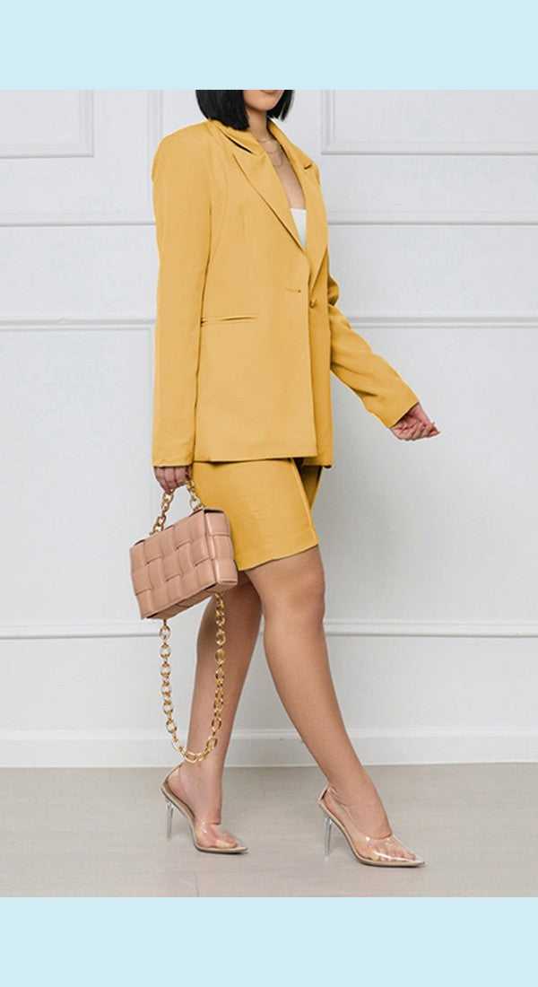 Long Sleeve Blazer and Shorts Set