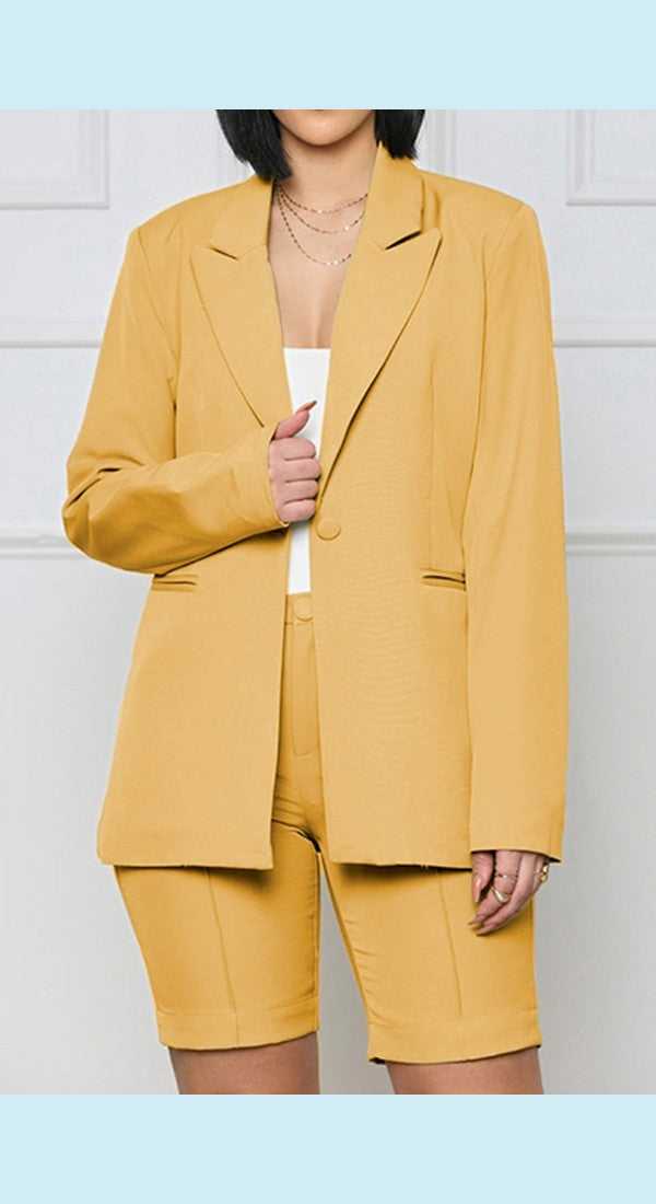 Long Sleeve Blazer and Shorts Set