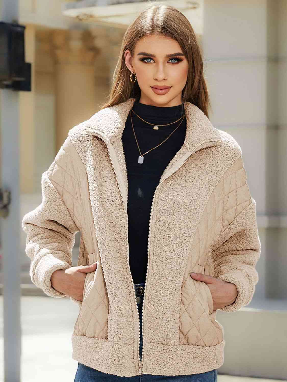 Zip-Up Collared Neck Jacket Shop the Latest Styles Online