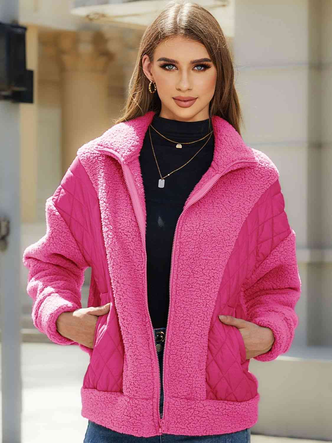 Zip-Up Collared Neck Jacket Shop the Latest Styles Online