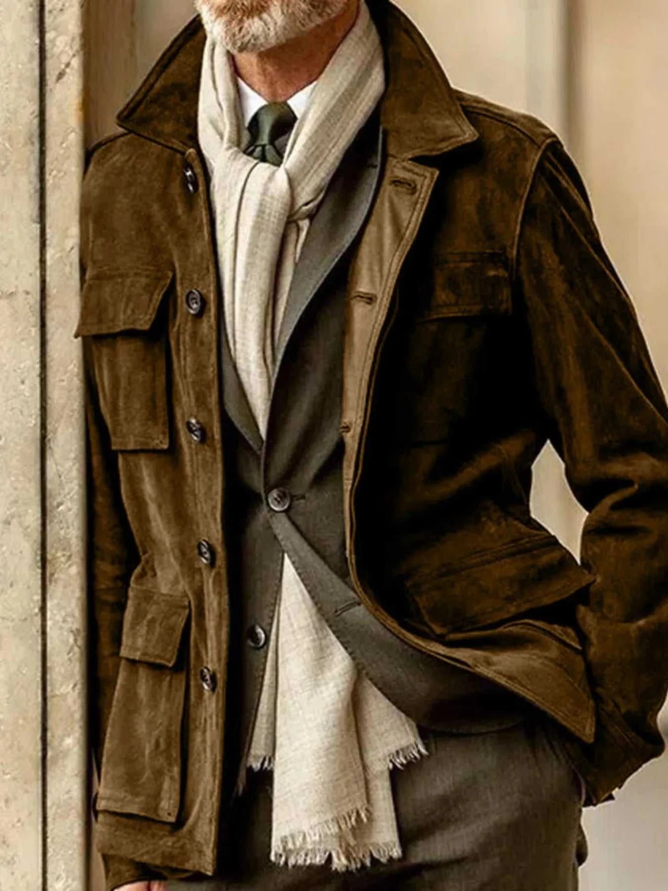 Men's Full Size Button Up Long Sleeve Jacket Plus Size