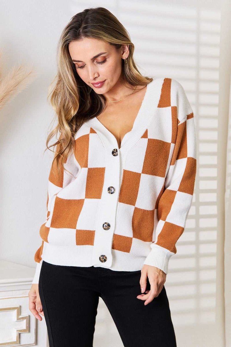 Angel Wings Double Take Button - Up V - Neck Dropped Shoulder Cardigan - Hopeford Streams