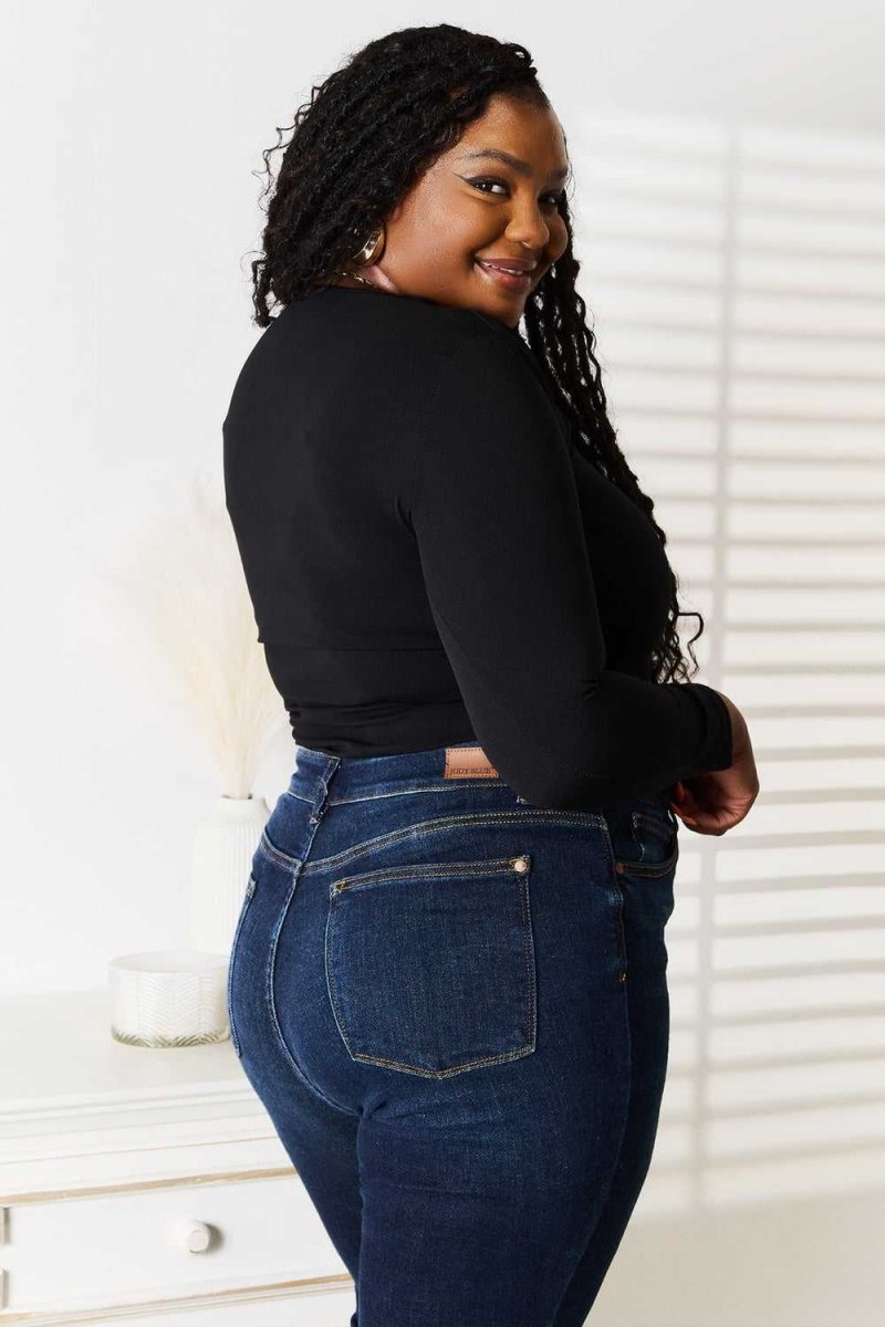 Basic Bae Asymmetrical Neck Long Sleeve Top - Hopeford Streams