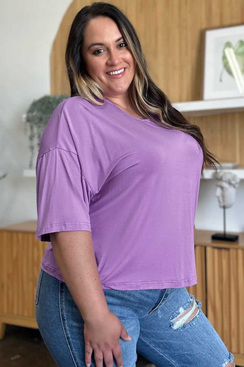 Basic Bae Bamboo Full Size Round Neck Drop Shoulder T-Shirt - Hopeford Streams