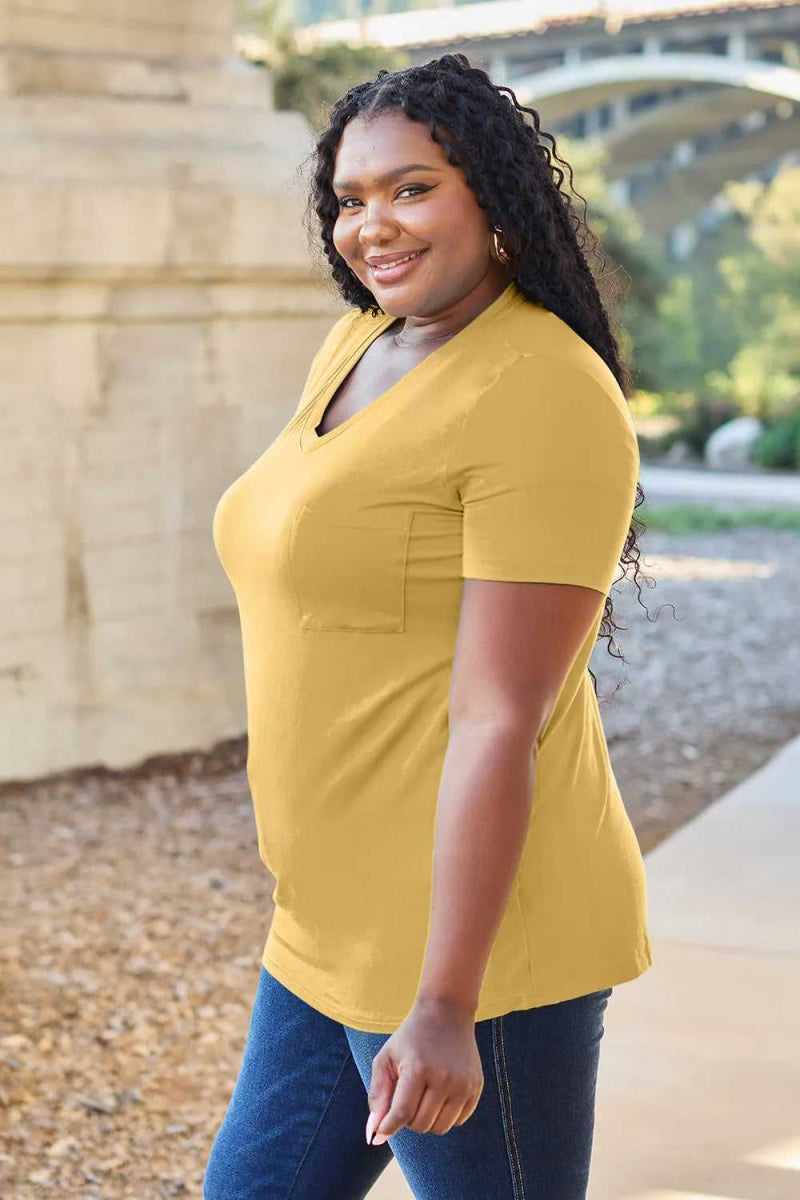 Basic Bae Bamboo Full Size V - Neck Short Sleeve T-Shirt - Hopeford Streams