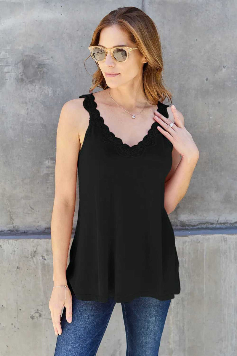 Basic Bae Full Size Lace Detail V - Neck Cutout Cami - Hopeford Streams