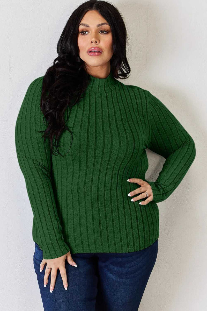 Basic Bae Full Size Ribbed Mock Neck Long Sleeve T-Shirt - Hopeford Streams