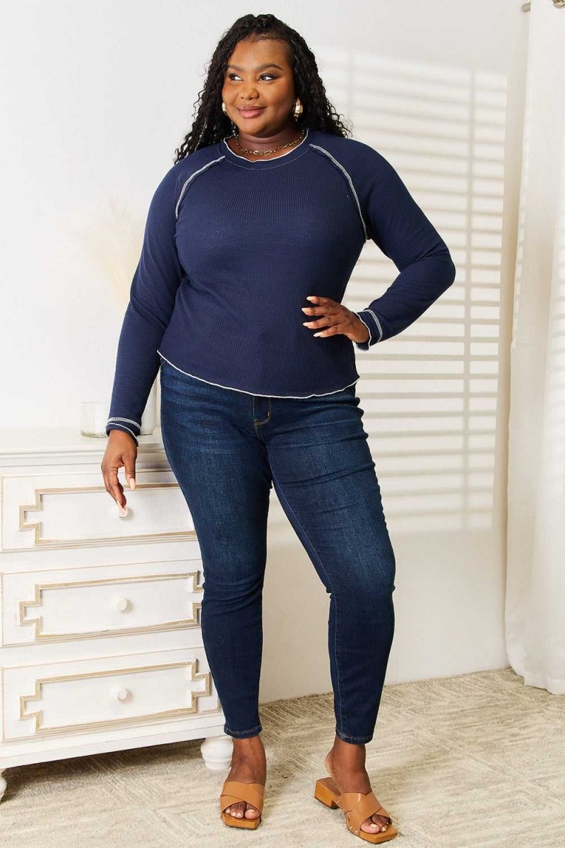 Basic Bae Long Raglan Sleeve Round Neck Top - Hopeford Streams