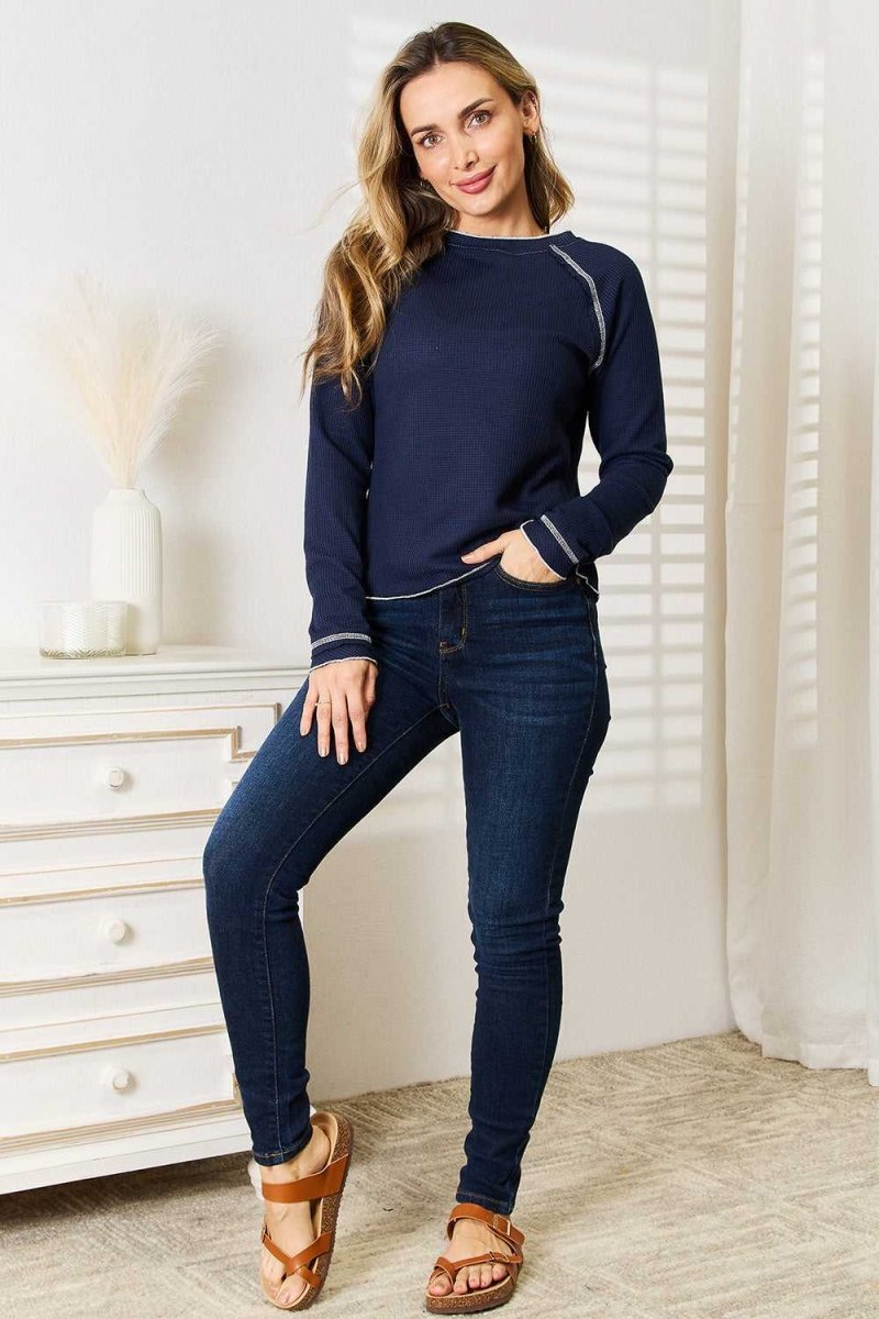 Basic Bae Long Raglan Sleeve Round Neck Top - Hopeford Streams
