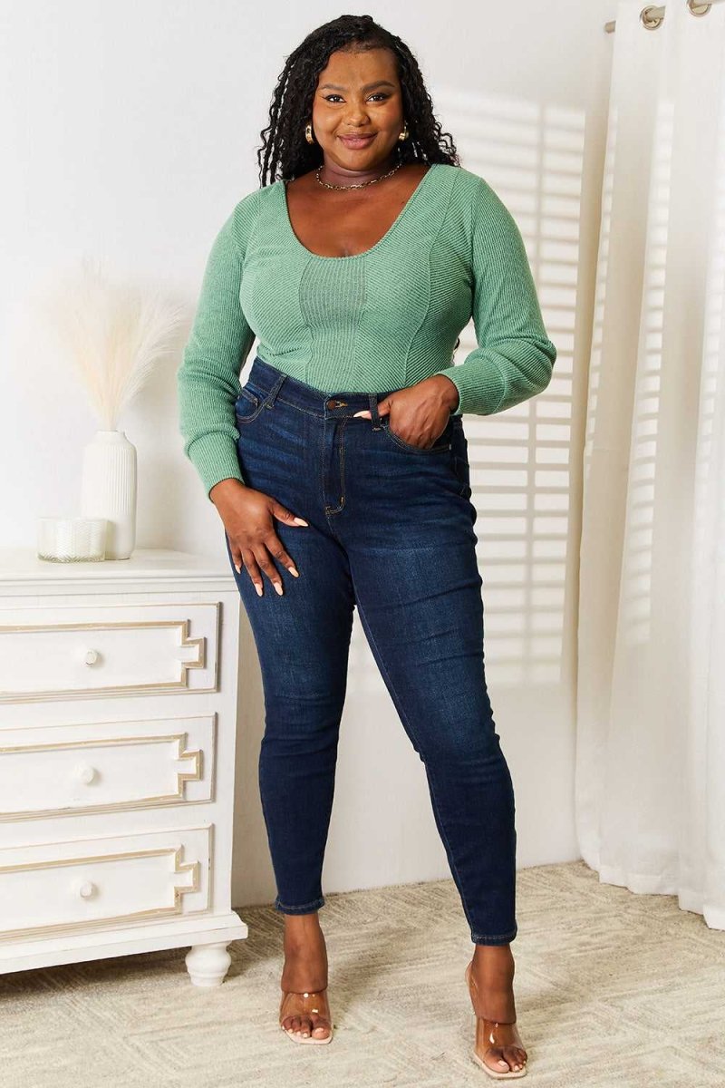 Basic Bae Scoop Neck Long Sleeve Top - Hopeford Streams
