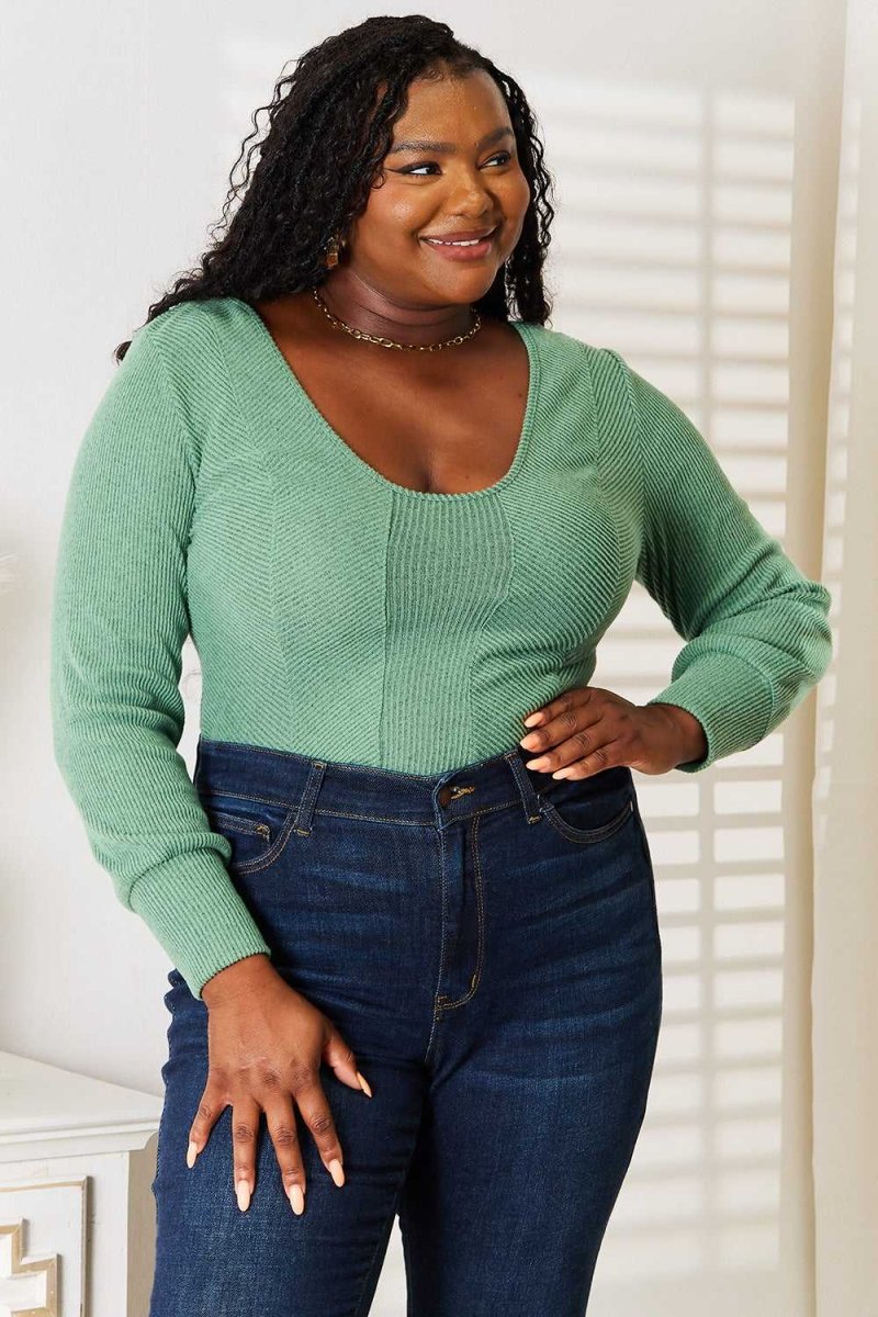 Basic Bae Scoop Neck Long Sleeve Top - Hopeford Streams