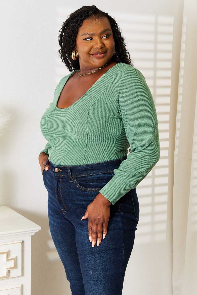 Basic Bae Scoop Neck Long Sleeve Top - Hopeford Streams