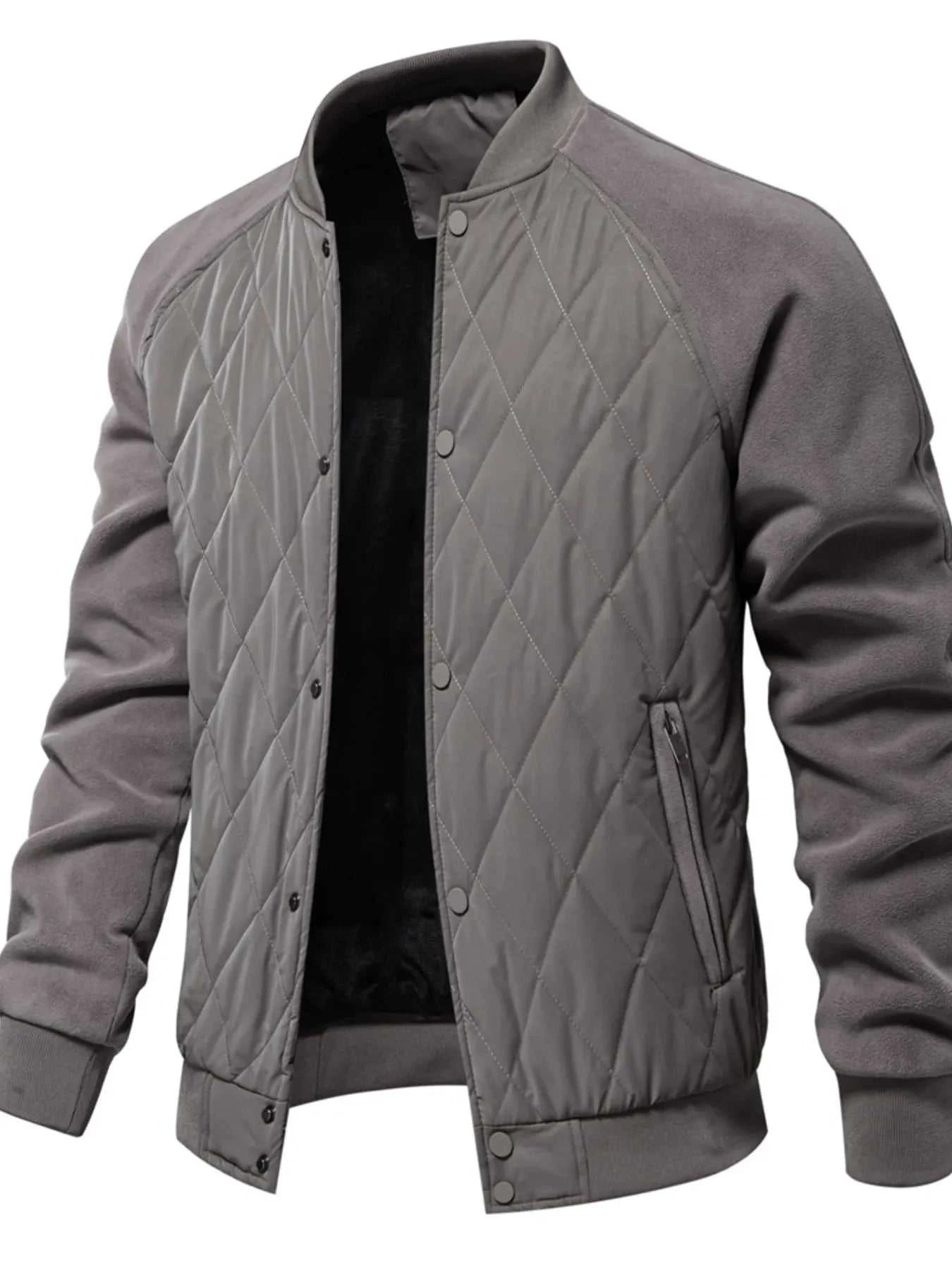 Men's Quilted Snap Down Long Sleeve Jacket