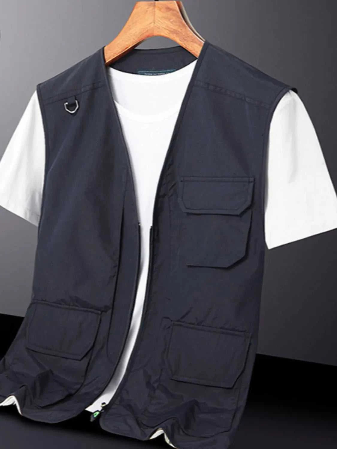 Men's Plus Size Zip Up V-Neck Vest