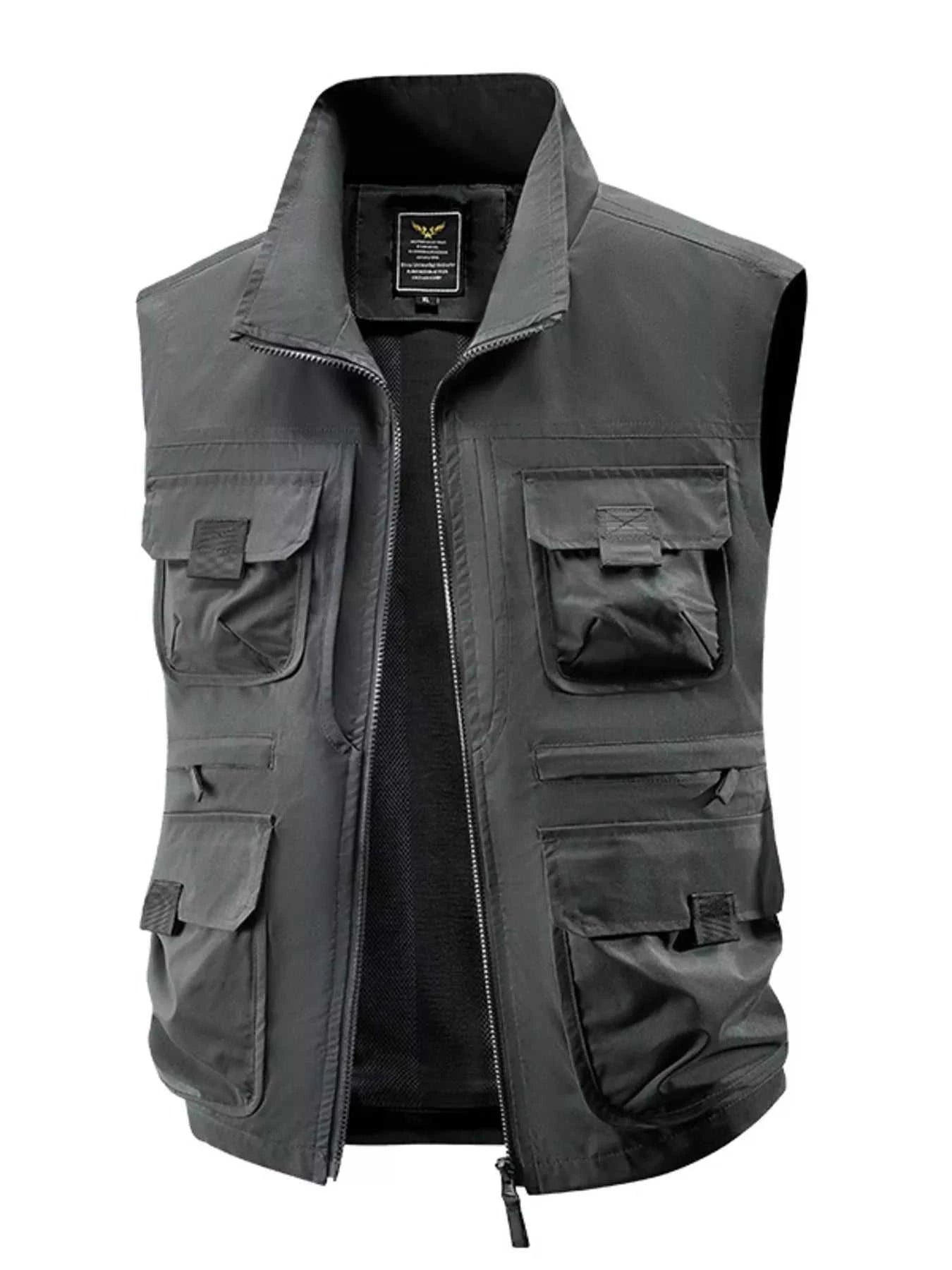 Men's Plus Size Zip Up Vest with Pockets