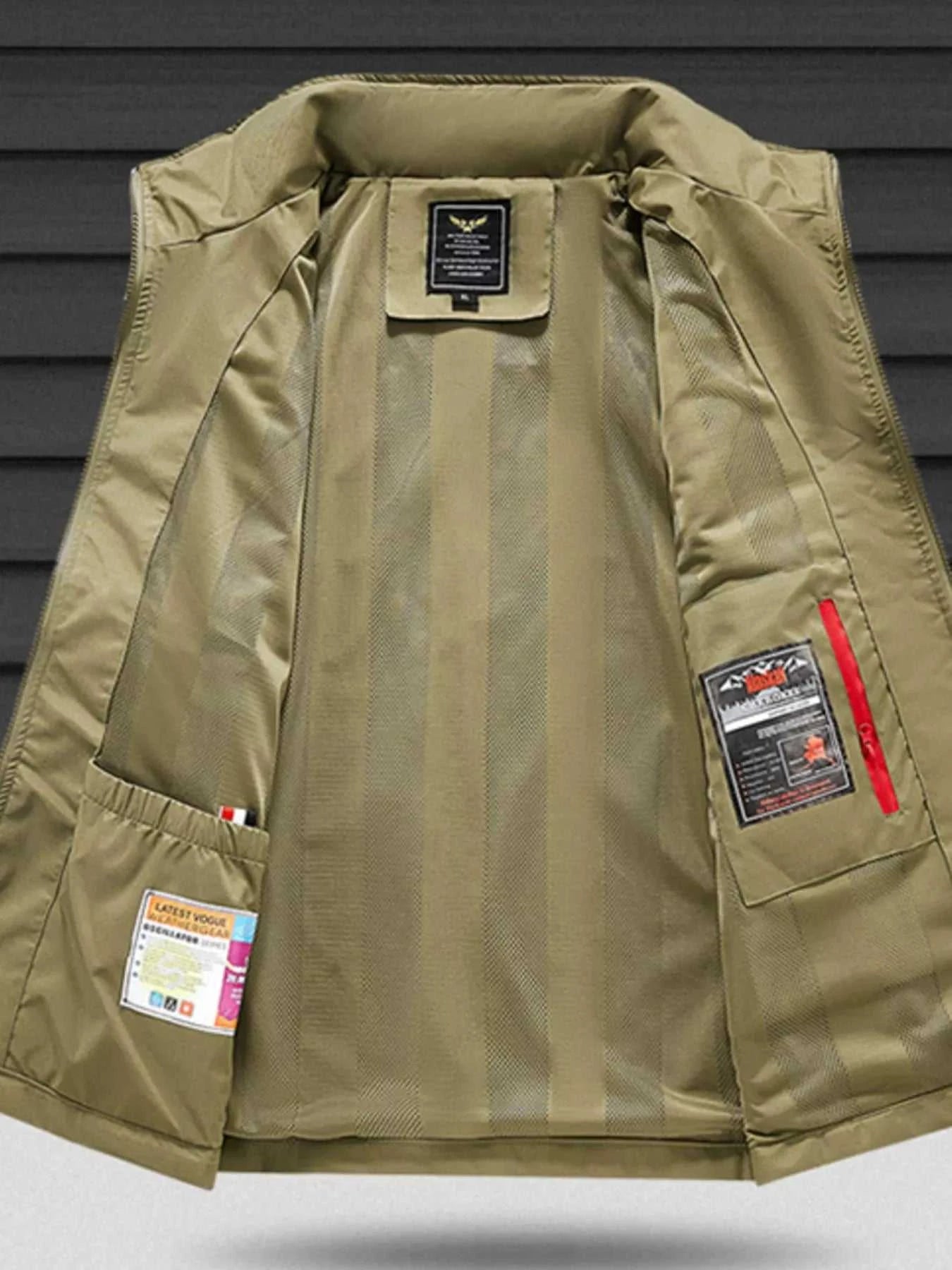 Men's Plus Size Zip Up Vest with Pockets