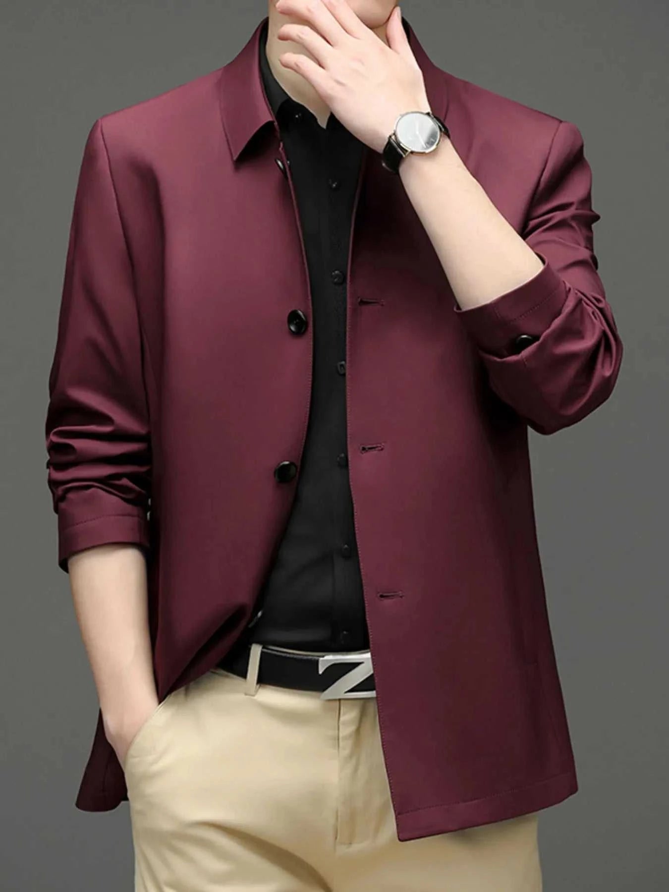 Men's Button Up Long Sleeve Jacket