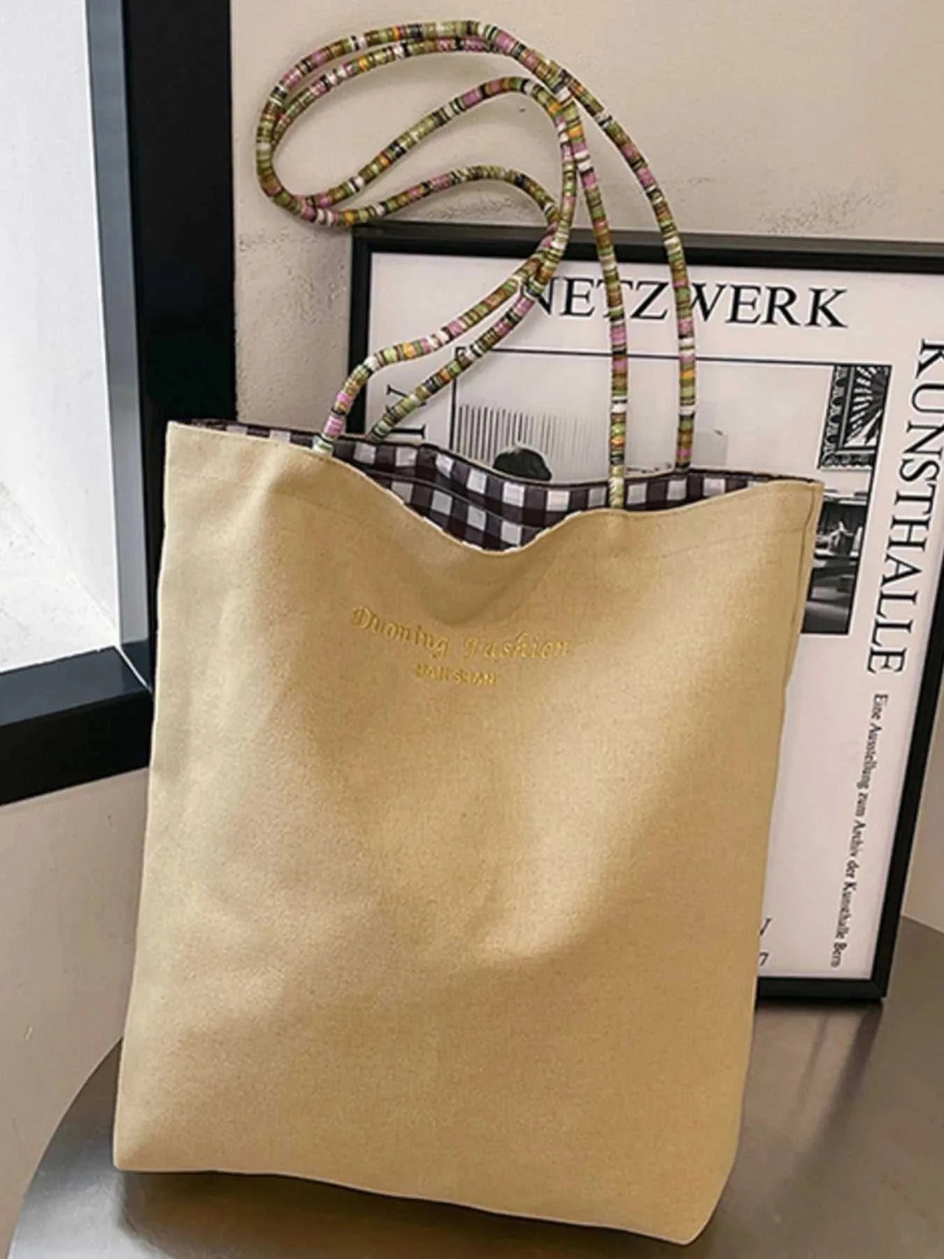 Gingham Pattern Tote Bag