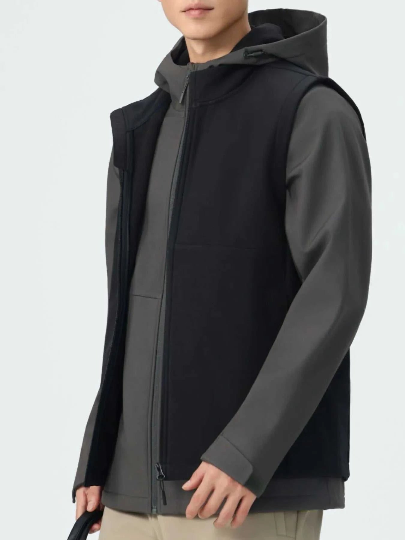 Men's Full Size Sleeveless Softshell Vest with Full Zip Plus Size