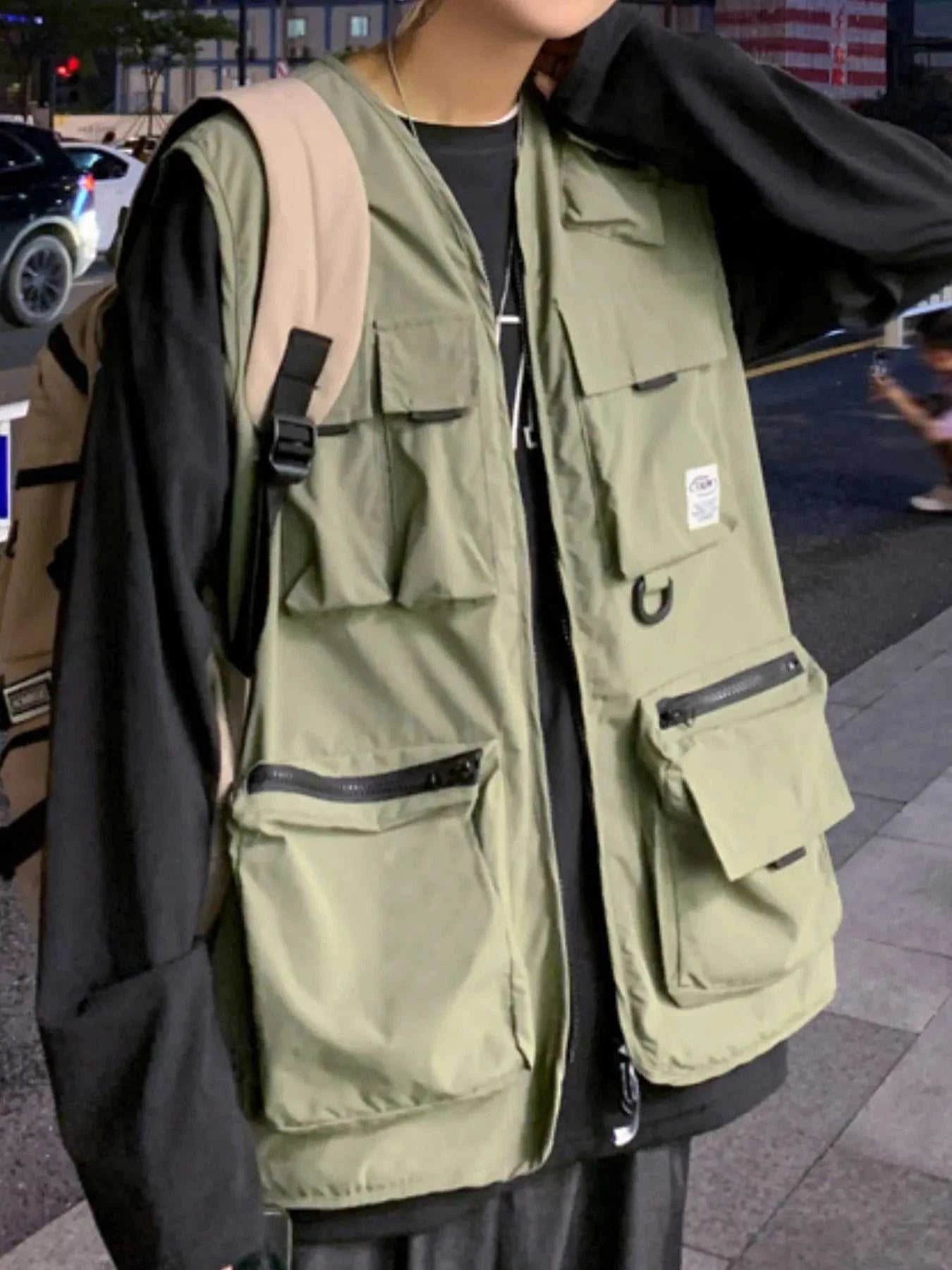 Men's Plus Size Zip Up Cargo Vest