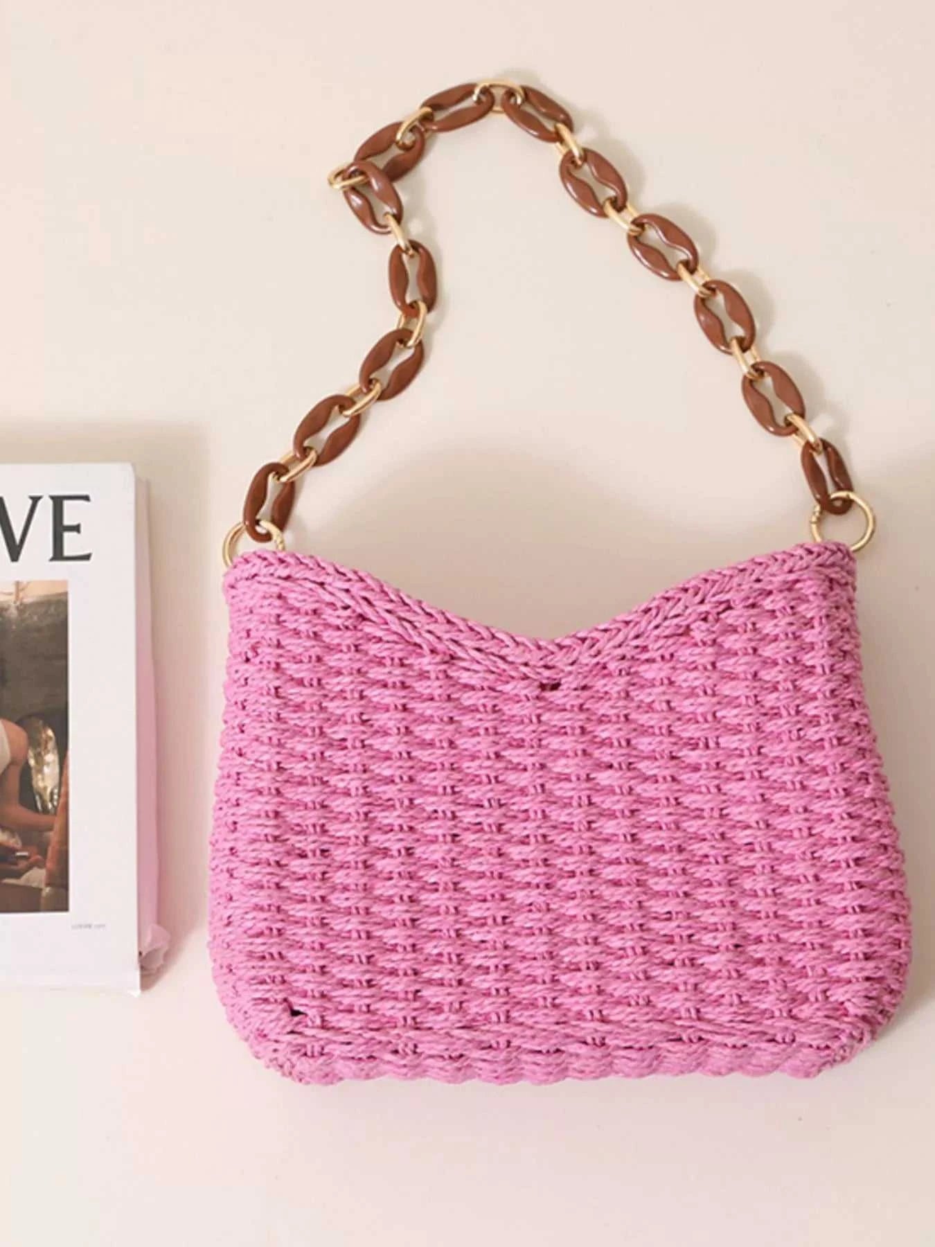 Woven Straw Shoulder Bag
