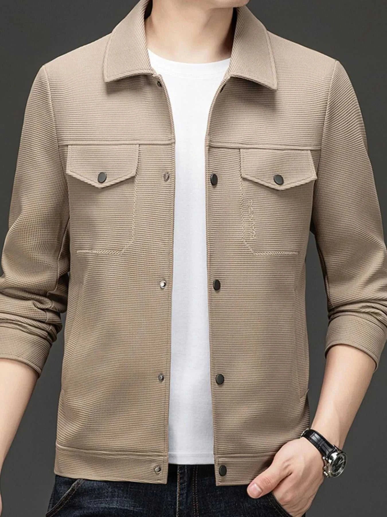 Men's Plus Size Button Up Long Sleeve Jacket