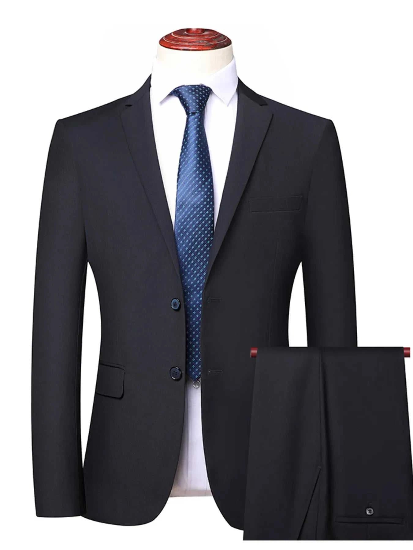Men's Lapel Collar Long Sleeve Blazer and Pants Set