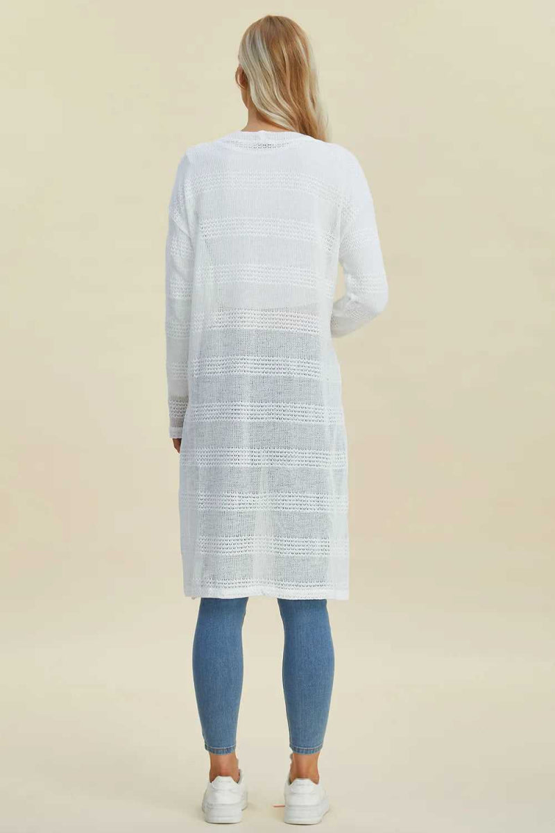 Double Take Full Size Open Front Longline Cardigan - Hopeford Streams