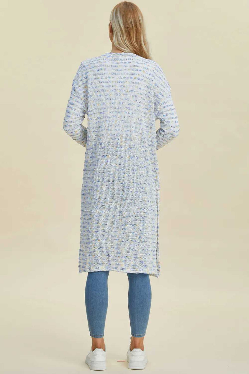 Double Take Full Size Open Front Longline Cardigan - Hopeford Streams