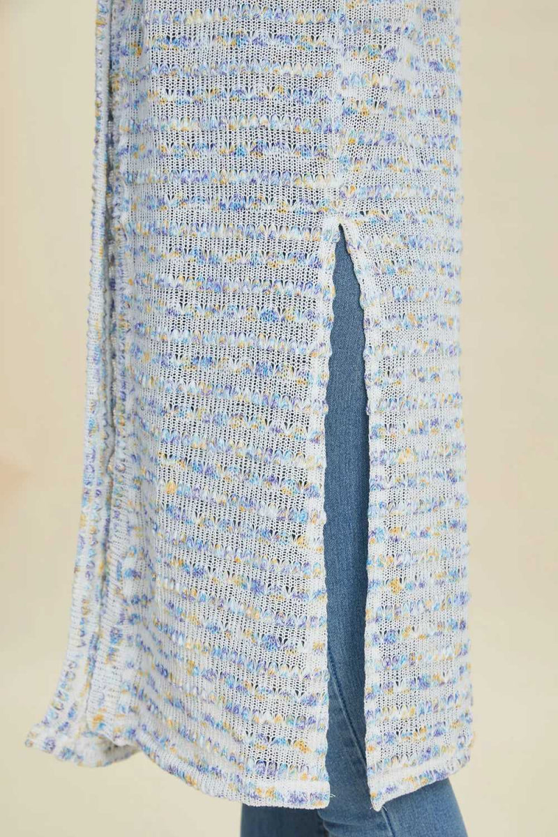 Double Take Full Size Open Front Longline Cardigan - Hopeford Streams