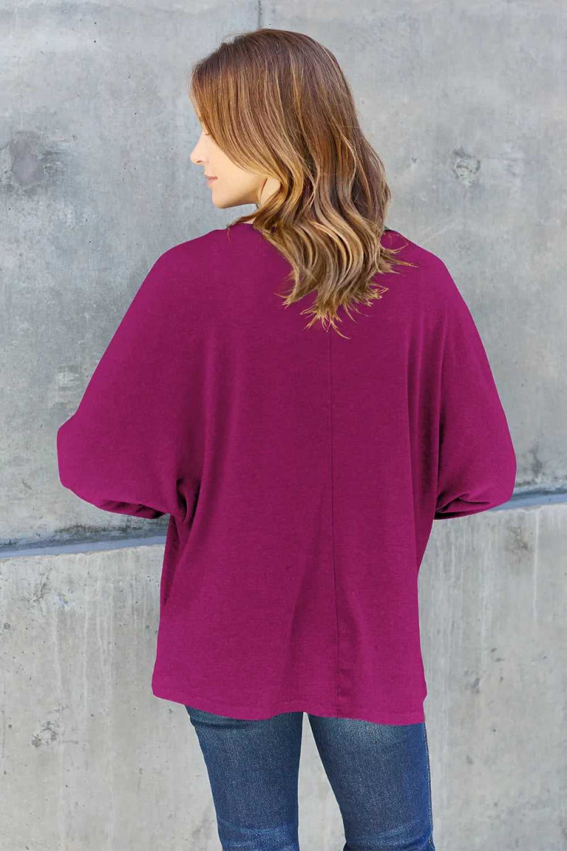 Double Take Full Size Round Neck Long Sleeve T-Shirt - Hopeford Streams