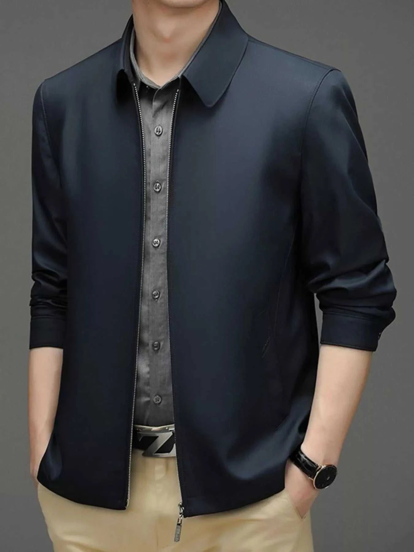 Men's Plus Size Zip Up Long Sleeve Jacket