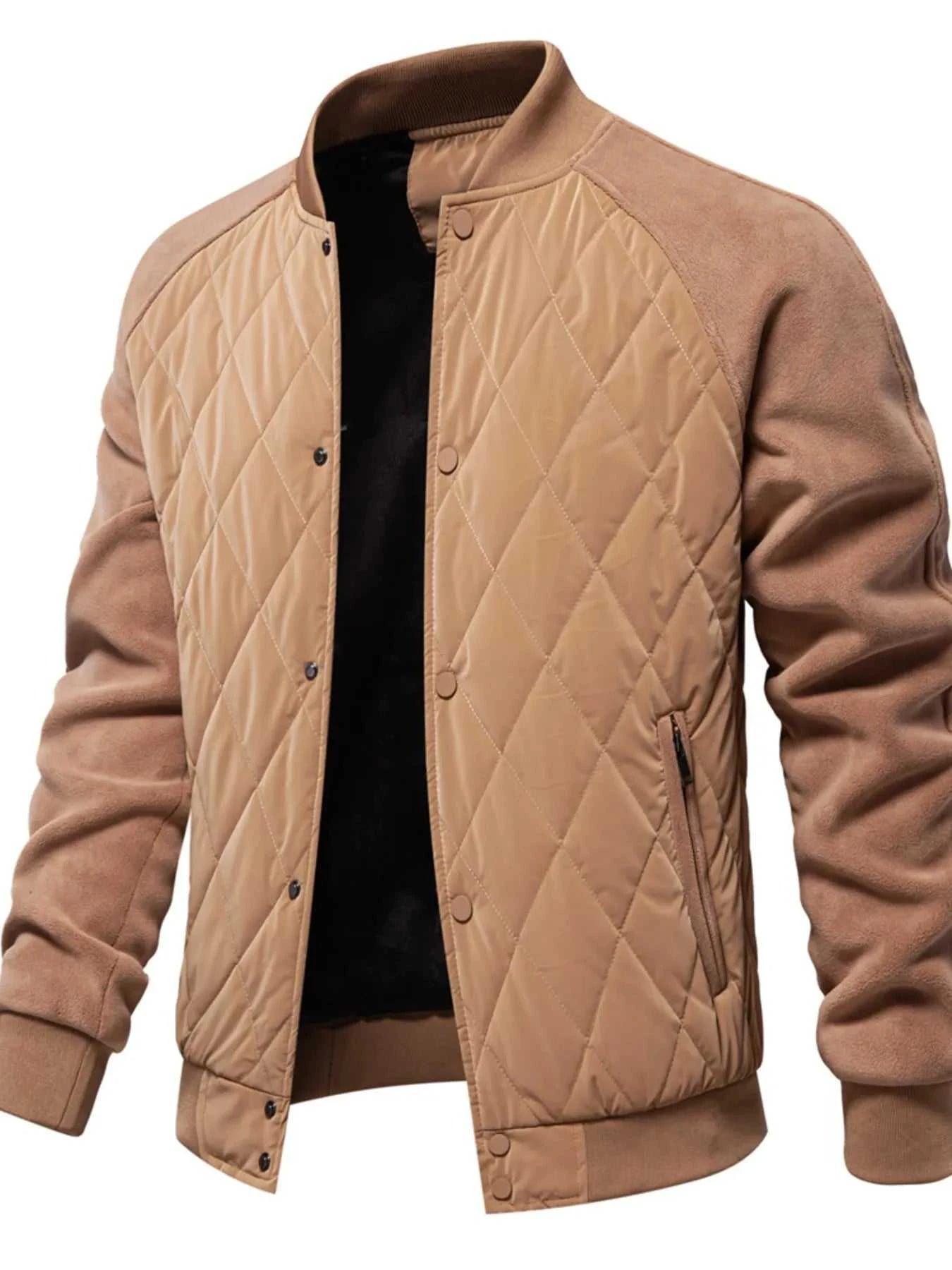 Men's Quilted Snap Down Long Sleeve Jacket