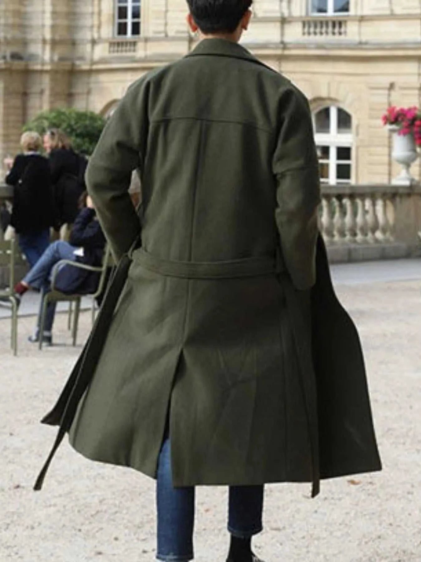Men's Plus Size Lapel Collar Long Sleeve Longline Coat