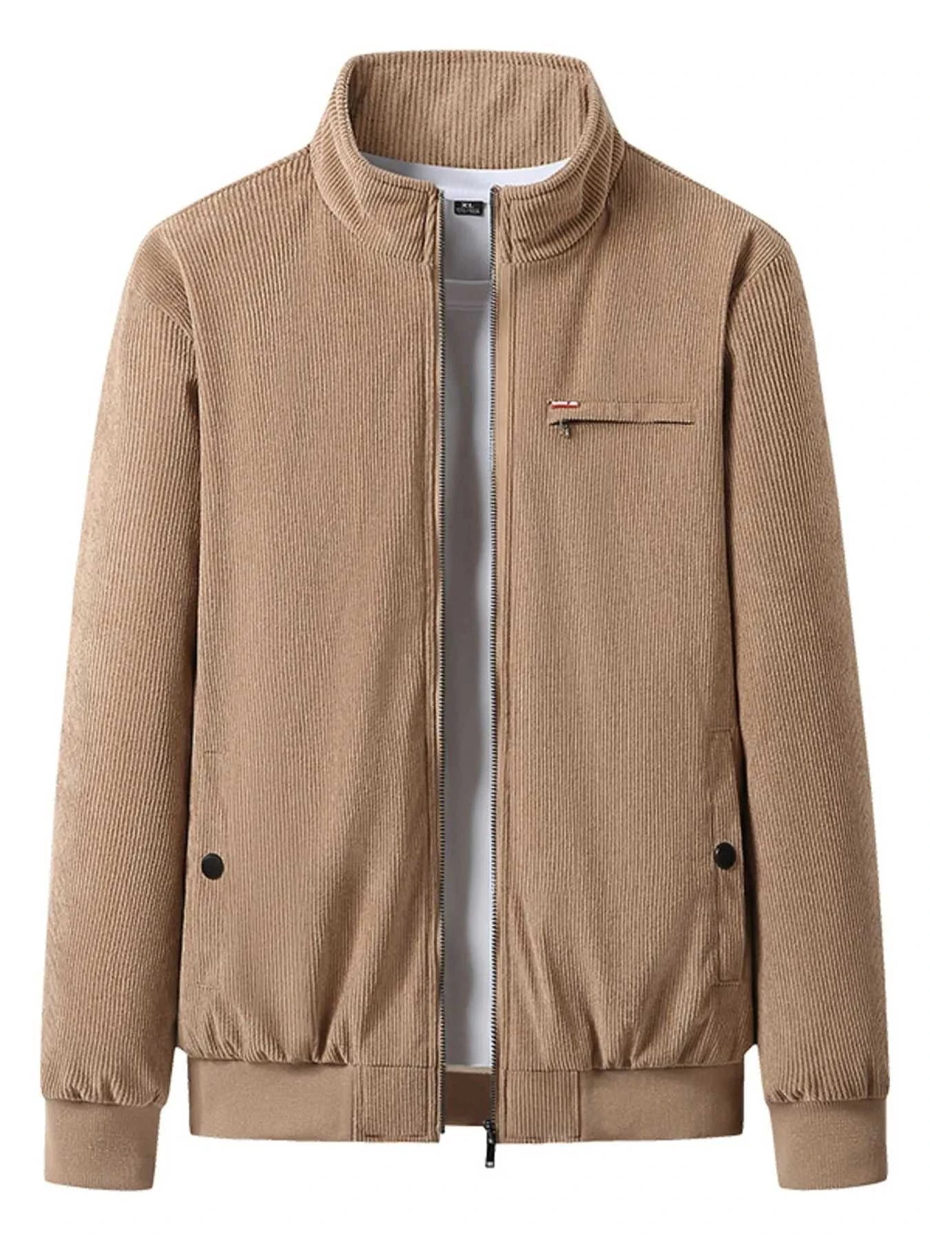 Men's Plus Size Full-Zip Bomber Corduroy Jacket with Sherpa Lining
