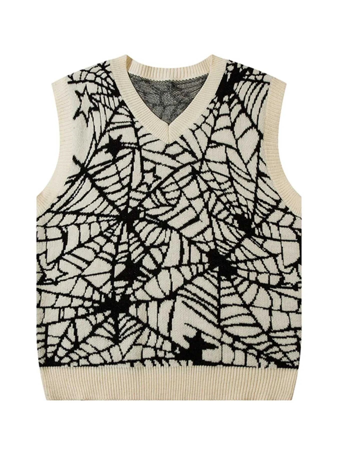 Men's Spider Web V-Neck Sweater Vest
