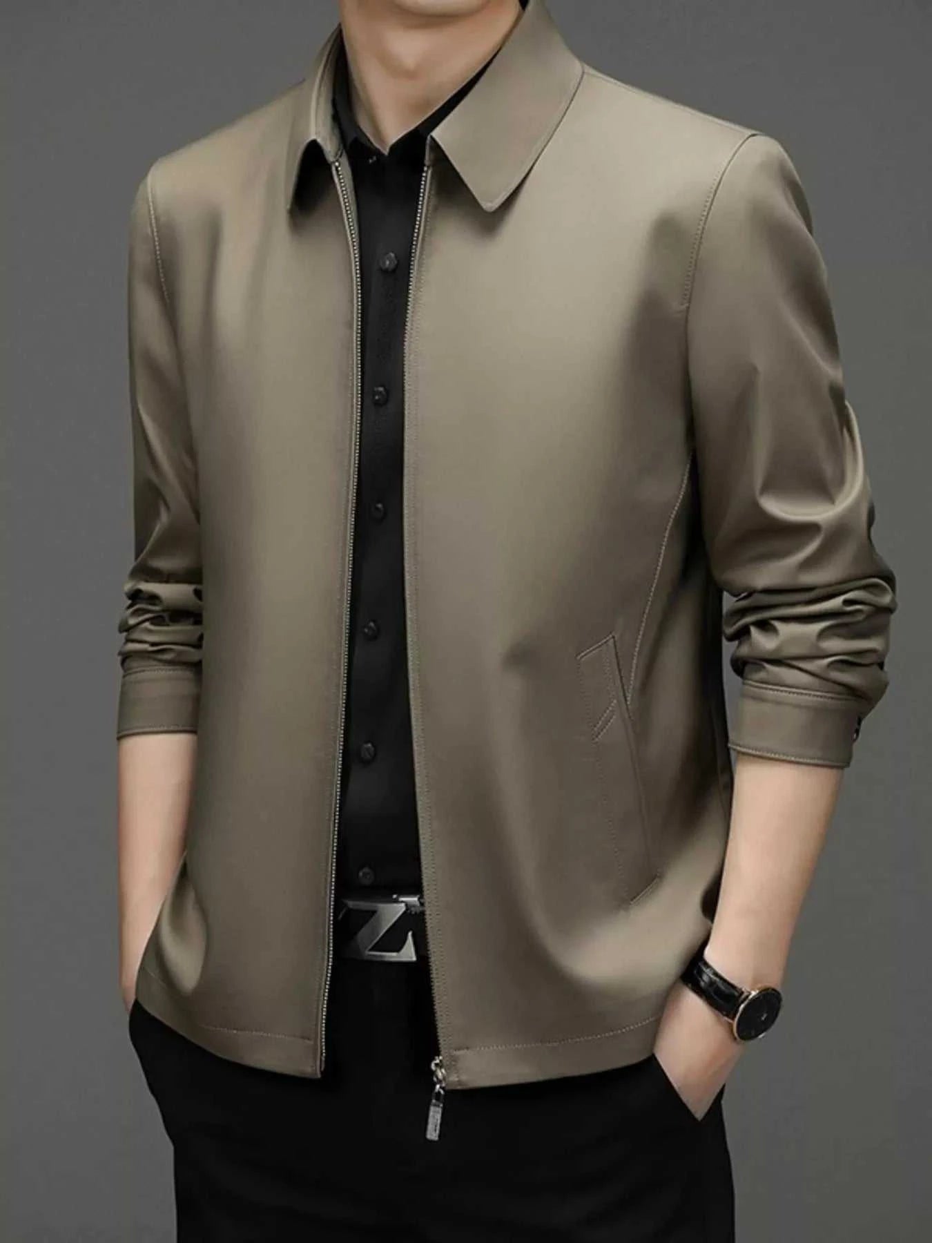 Men's Plus Size Zip Up Long Sleeve Jacket