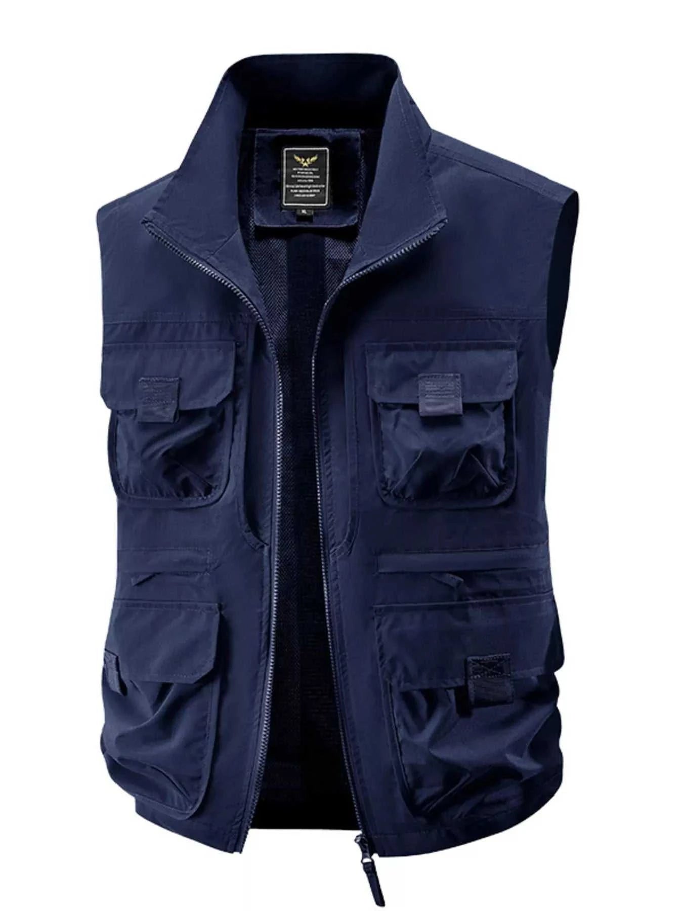 Men's Plus Size Zip Up Vest with Pockets