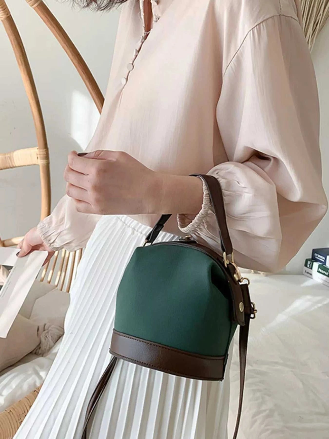 Two-Tone Bucket Crossbody Bag