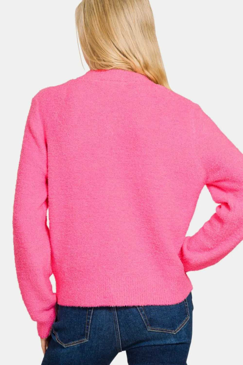 Zenana Button Down Long Sleeve Sweater Cardigan - Hopeford Streams